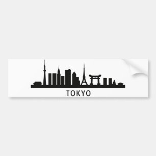 Japan Cityscape Travel   Tokyo Skyline Silhouette Bumper Sticker