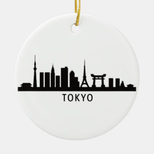 Japan Cityscape Travel Tokyo Skyline Silhouette Ceramic Ornament