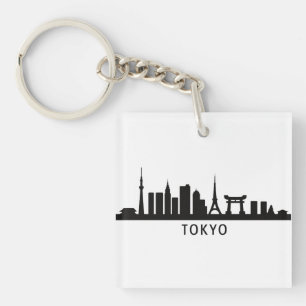 Japan Cityscape Travel   Tokyo Skyline Silhouette Keychain