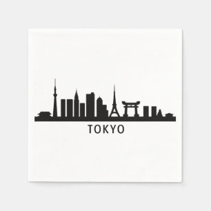 Japan Cityscape Travel Tokyo Skyline Silhouette Napkin