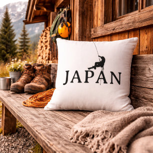 Japan Climber Rope Silhouette Outdoor Decor Throw Pillow