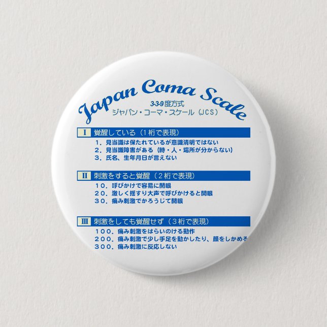 Japan coma scale 2 inch round button (Front)