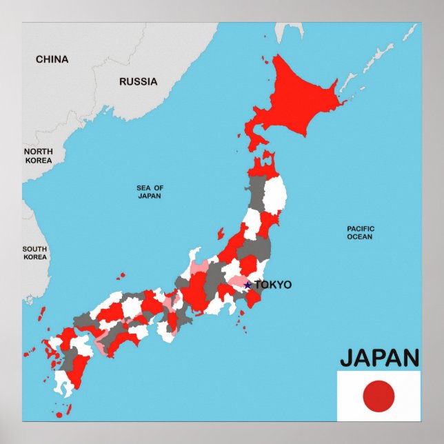 japan country political map flag poster (Front)