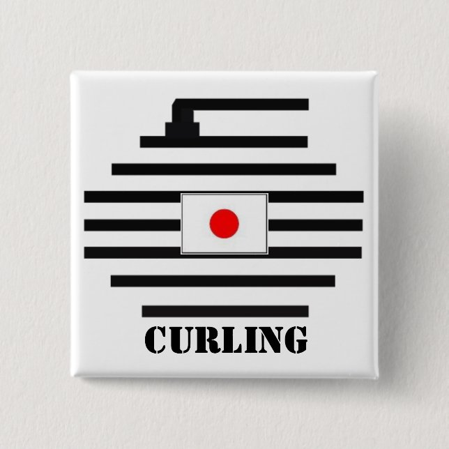 Japan Curling 2 Inch Square Button (Front)