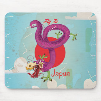 Japan Dragon Vintage Travel Poster Mouse Pad