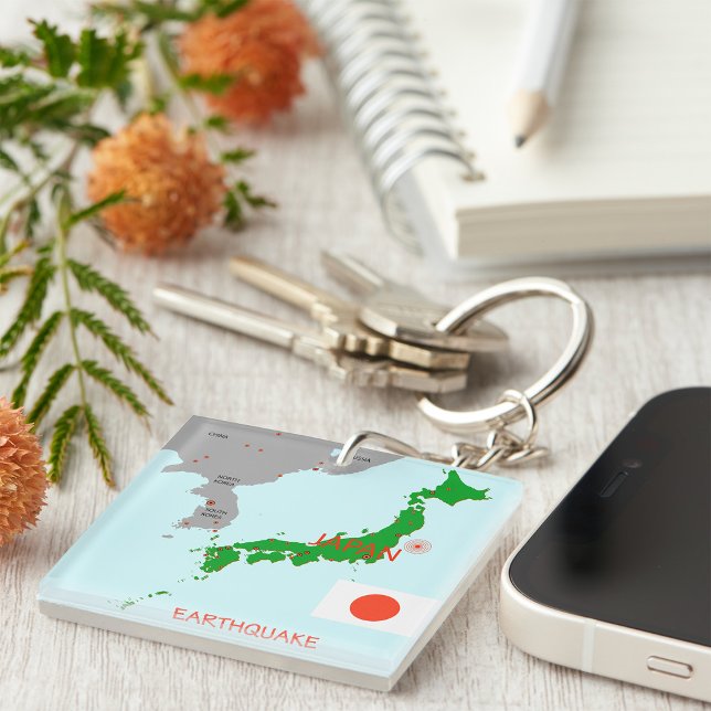 Japan Earthquake Map Seismic Activity Keychain (Creator Uploaded)