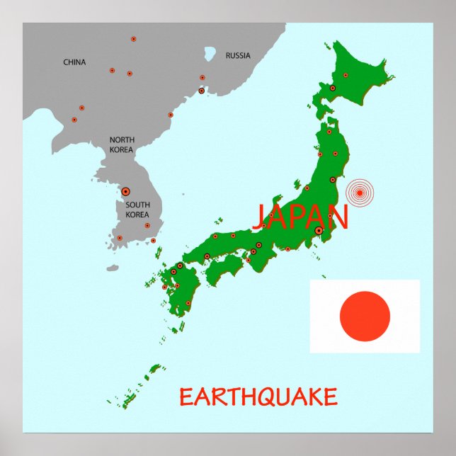 Japan Earthquake Seismic Map Poster (Front)