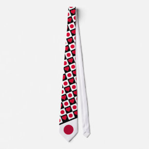 Japan Flag and Heart Pattern Japanese Rising Sun Tie