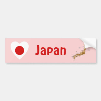 Japan Flag Heart + Map Bumper Sticker