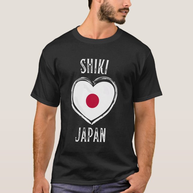 Japan Flag Heart Shiki City T-Shirt (Front)