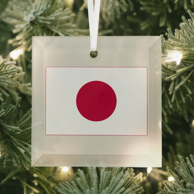Japan Flag: Hinomaru, Nisshōki, Red Rising Sun Glass Ornament (Insitu)