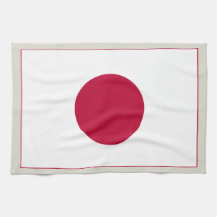 Japan Flag: Hinomaru, Nisshōki, Red Rising Sun Kitchen Towel