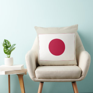 Japan Flag: Hinomaru, Nisshōki, Red Rising Sun Throw Pillow