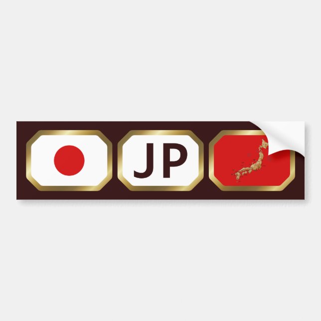Japan Flag Map Code Bumper Sticker (Front)