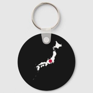 Japan flag on the map keychain