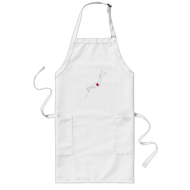 Japan flag on the map long apron (Front)