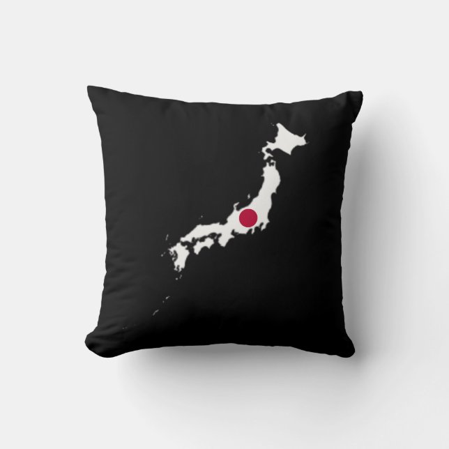 Japan flag on the map throw pillow (Front)