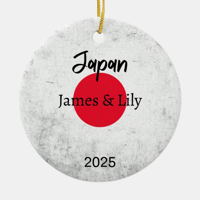 Japan Flag Ornament, Personalized Japan Ceramic Ornament (Front)