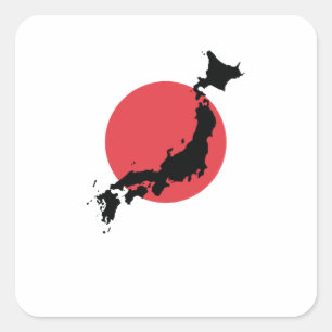 Japan flag outline square sticker