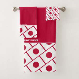 JAPAN FLAG Personalized Scripture RED JAPANESE Bath Towel Set