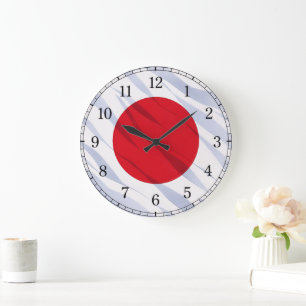 Japan Flag Wall Clock — Waving Flag Design