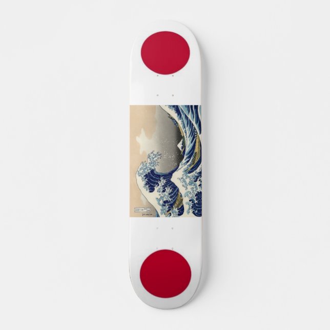 Japan Flags with Hokusai wave Skateboard (Front)