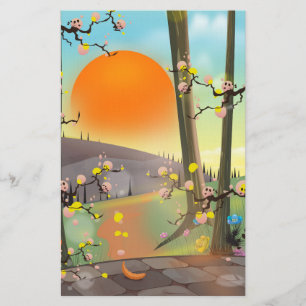 Japan Garden during a sunset Stationery