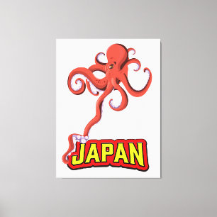 Japan Giant Squid cartoon Canvas Print