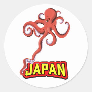 Japan Giant Squid cartoon Classic Round Sticker