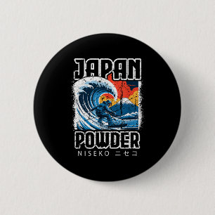 Japan hokusai snowboarding niseko japanese katakan 2 inch round button
