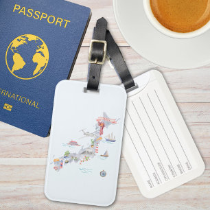 Japan Illustrated Map Luggage Tag
