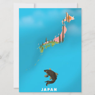 Japan Illustrated Map travel poster print.