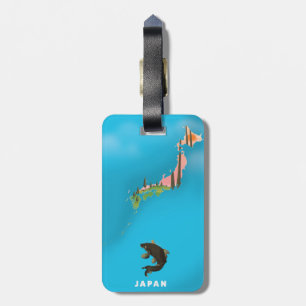 Japan Illustrated Map travel poster print. Luggage Tag