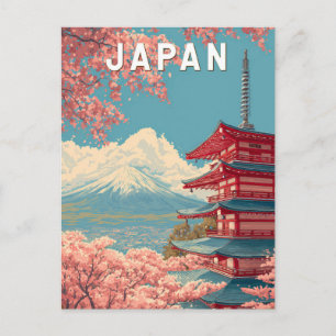 Japan Illustration Travel Art Vintage Postcard