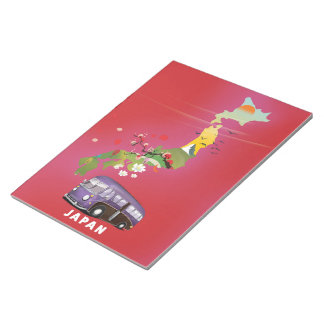 Japan Illustration travel poster. Notepad