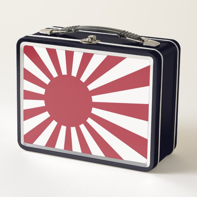 Japan Imperial Rising Sun Flag, Edo to WW2 Metal Lunch Box (Front)