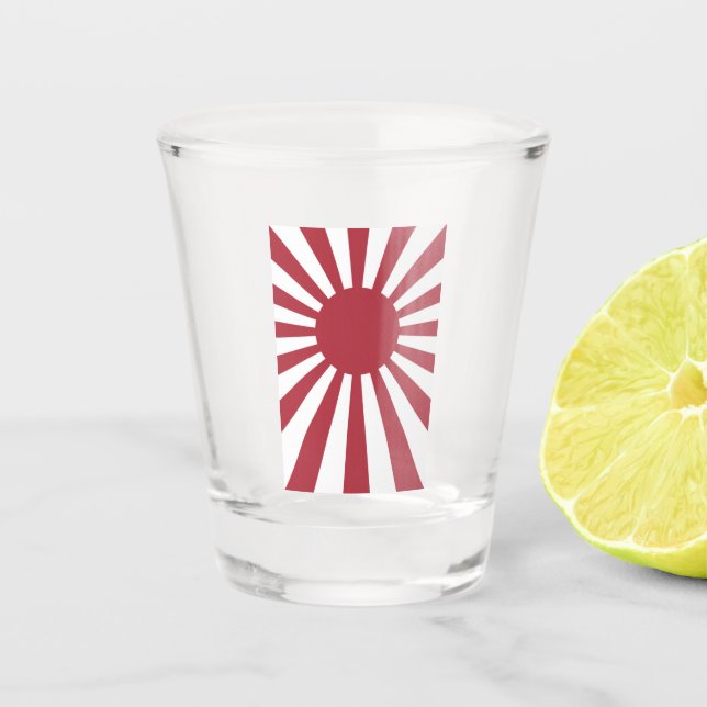 Japan Imperial Rising Sun Flag, Edo to WW2 Shot Glass (Front)