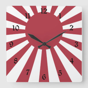 Japan Imperial Rising Sun Flag, Edo to WW2 Square Wall Clock