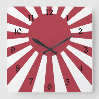 Japan Imperial Rising Sun Flag, Edo to WW2 Square Wall Clock
