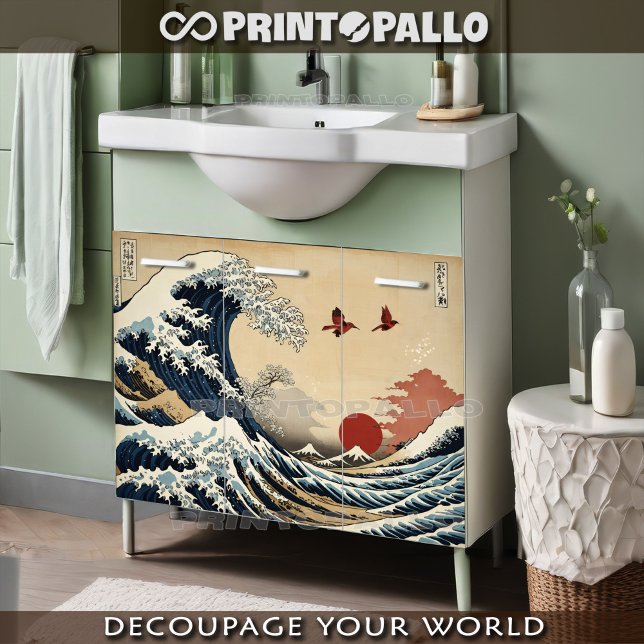 Japan ink, Hokusai Great Wave style parchment Tissue Paper (Creator Uploaded)