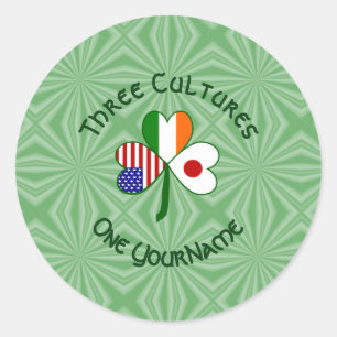 Japan Ireland USA Shamrock Flag Personalized Classic Round Sticker