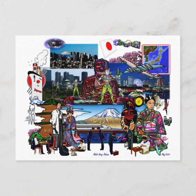 Japan Japanese Archipelago Collage Postcard (Front)