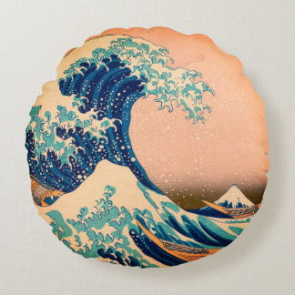 Japan - Japanese Art (Great Wave off Kanagawa) Round Pillow
