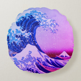 Japan - Japanese Art (Great Wave off Kanagawa) Round Pillow
