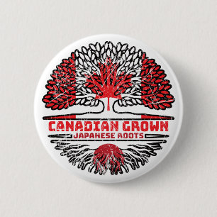 Japan Japanese Canadian Canada Tree Roots Flag 2 Inch Round Button