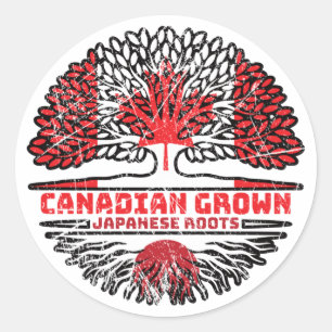 Japan Japanese Canadian Canada Tree Roots Flag Classic Round Sticker