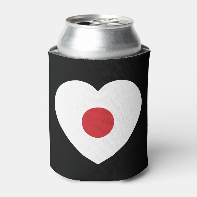 Japan | Japanese Flag Heart Can Cooler (Can Front)