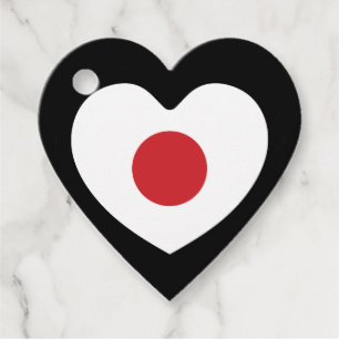 Japan   Japanese Flag Heart Favour Tags