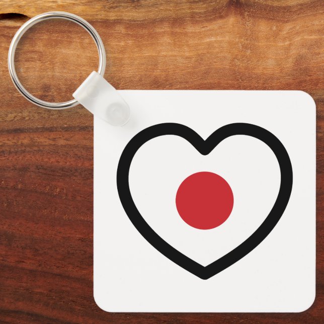 Japan | Japanese Flag Heart Keychain (Front)