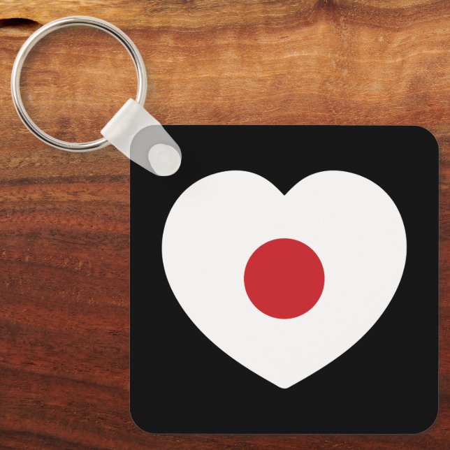 Japan | Japanese Flag Heart Keychain (Front)